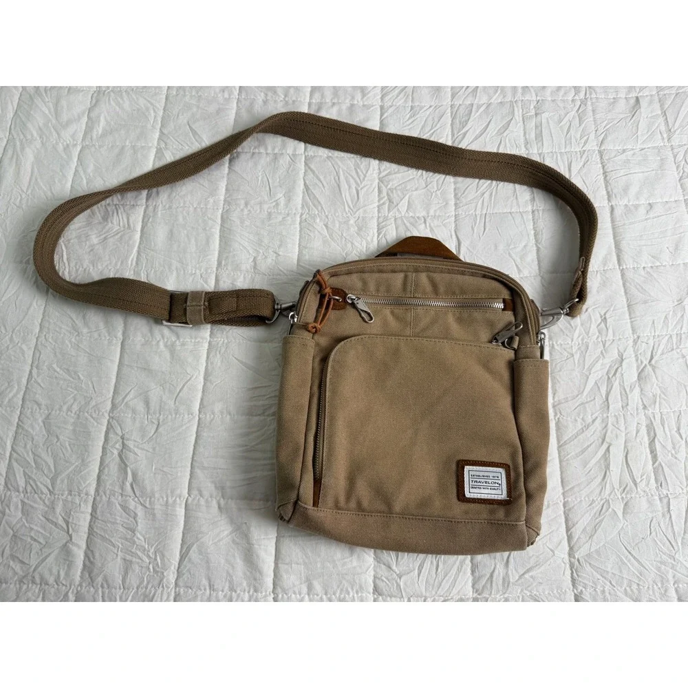 Gorpcore Travelon Heritage Tour Bag Anti-Theft Canvas Crossbody Green